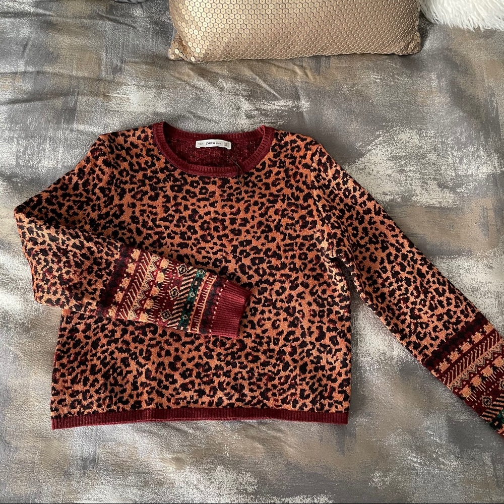 NWOT Zara Knit Leopard Animal Print Sweater